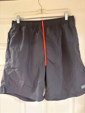 Saxx Gray Swimsuit with Orange Drawstring